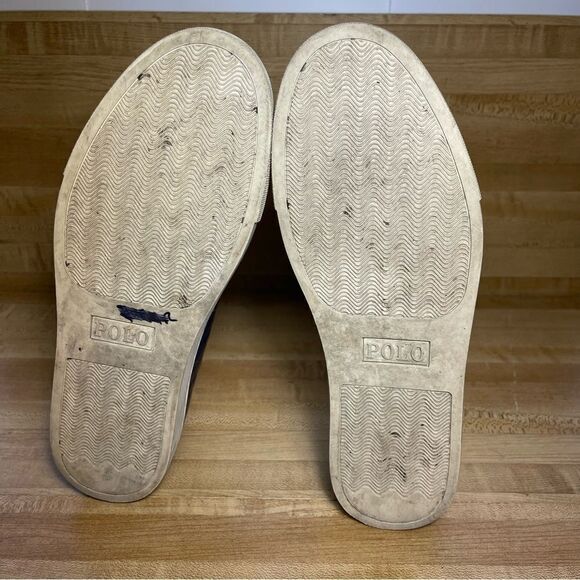 Polo Ralph Lauren Jermain Red Letter Leather Blue Shoes Men’s Size 10D Sneakers - Picture 6 of 7